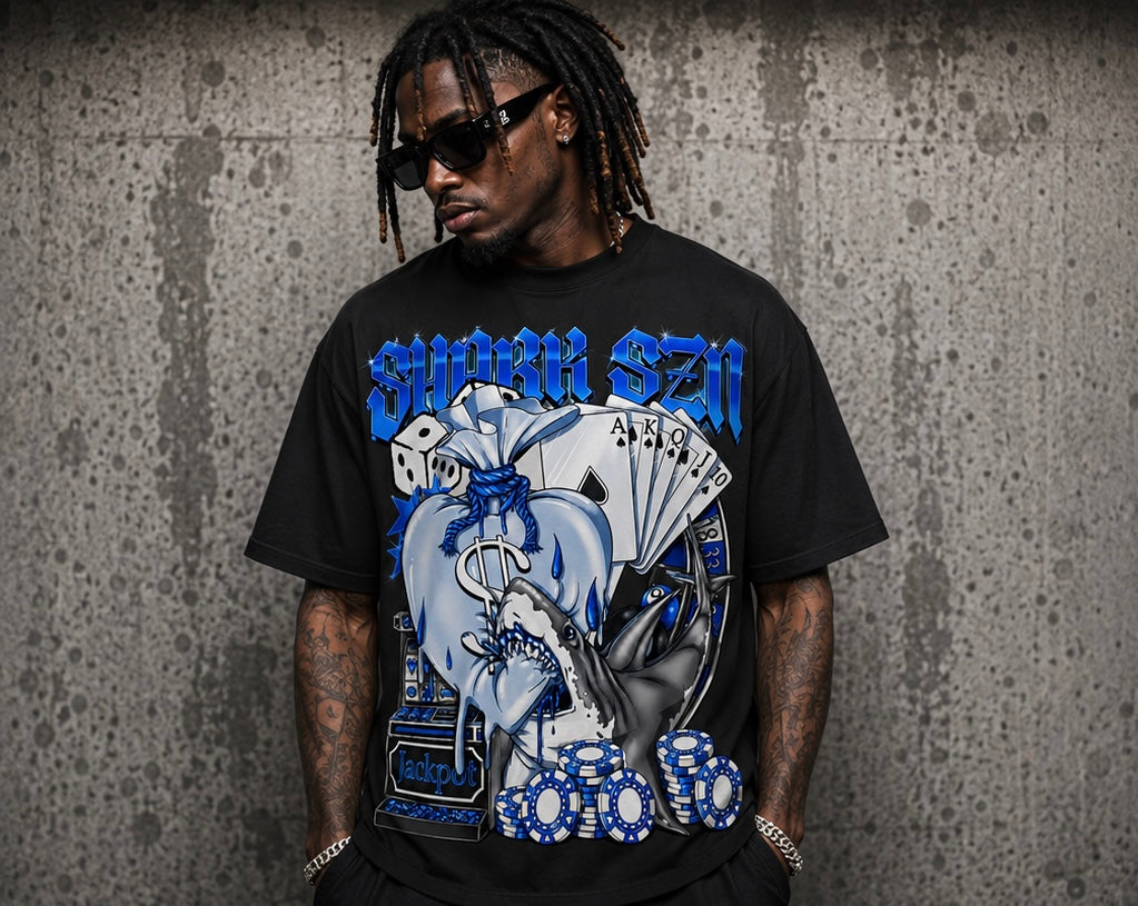 LIFES A GAMBLE TEE BLUE/BLACK