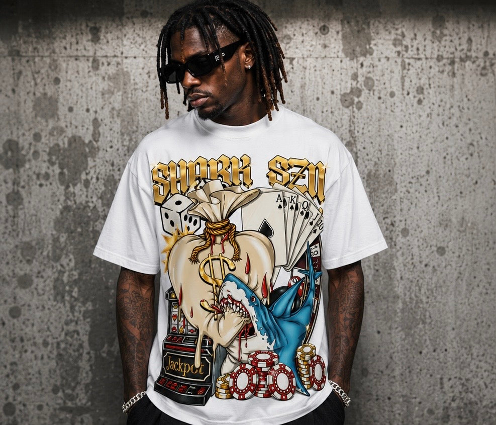 LIFES A GAMBLE TEE GOLD/WHITE